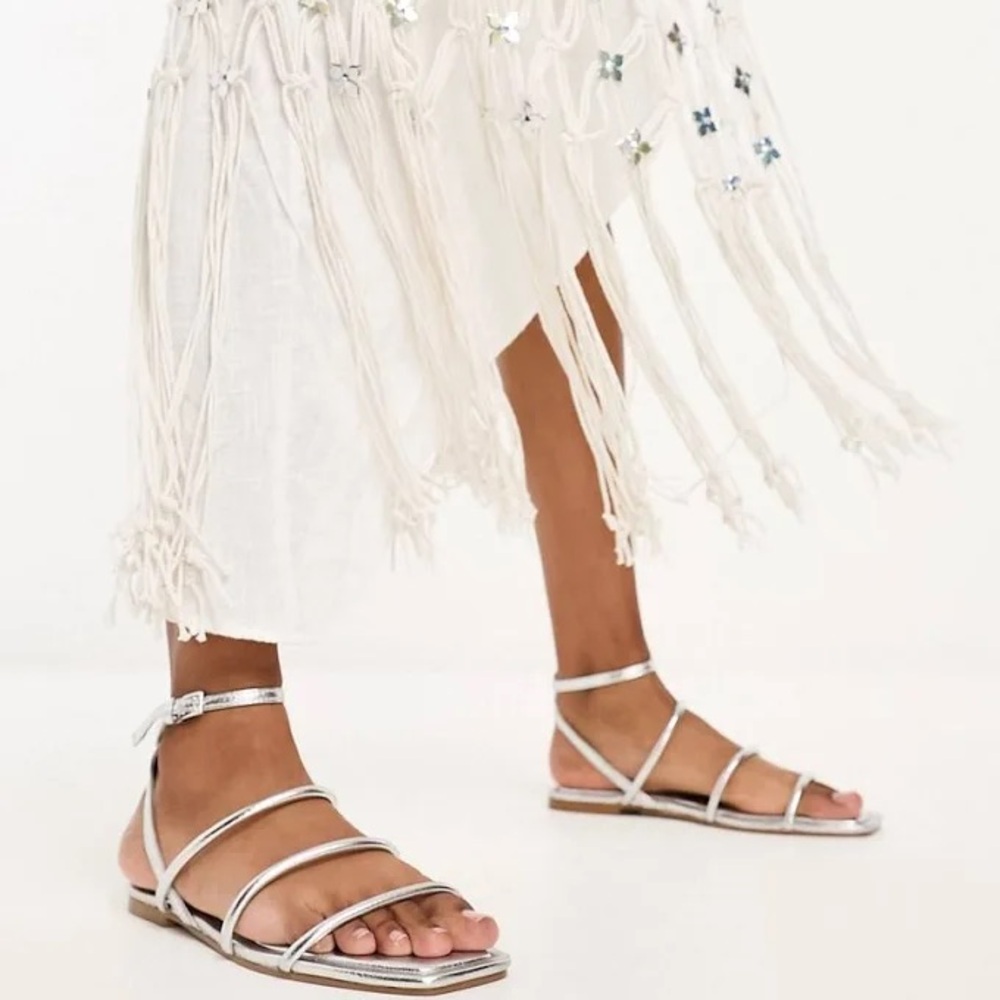 Silver Flat Sandals